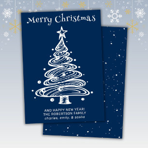 Blue and White Christmas Holiday Card
