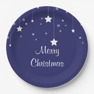 Blue and White Christmas Paper Plate