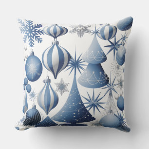 Blue And White Christmas Pattern Cushion