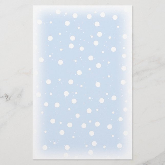 Blue and White Christmas Snow Stationery (Front)