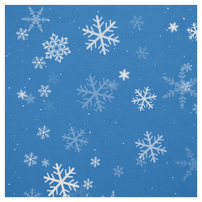 Blue and White Christmas Snowflake Pattern Fabric (Swatch)