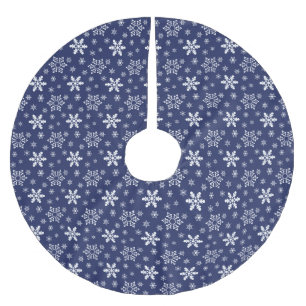 BLUE AND WHITE CHRISTMAS SNOWFLAKE PATTERNS BRUSHED POLYESTER TREE SKIRT