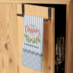 Blue and White Christmas Tea Towel