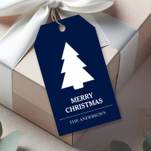 Blue and White Christmas Tree Gift Tags