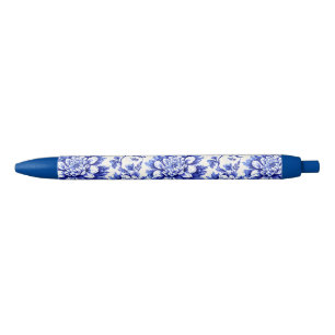 Blue and White Chrysanthemum French Country Decor Ink Pen