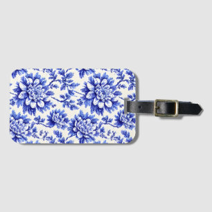 Blue and White Chrysanthemum French Country Decor Luggage Tag