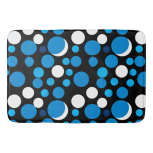 Blue and White Circles Pattern Bath Mat
