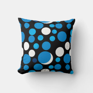 Blue and White Circles Pattern Cushion