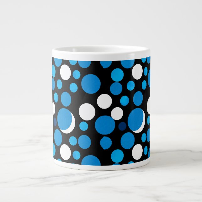 Blue and White Circles Pattern Large Coffee Mug (Front)