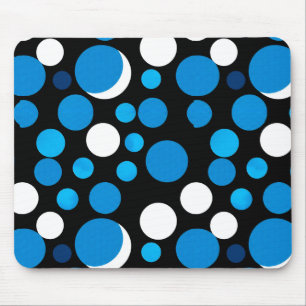 Blue and White Circles Pattern Mouse Pad