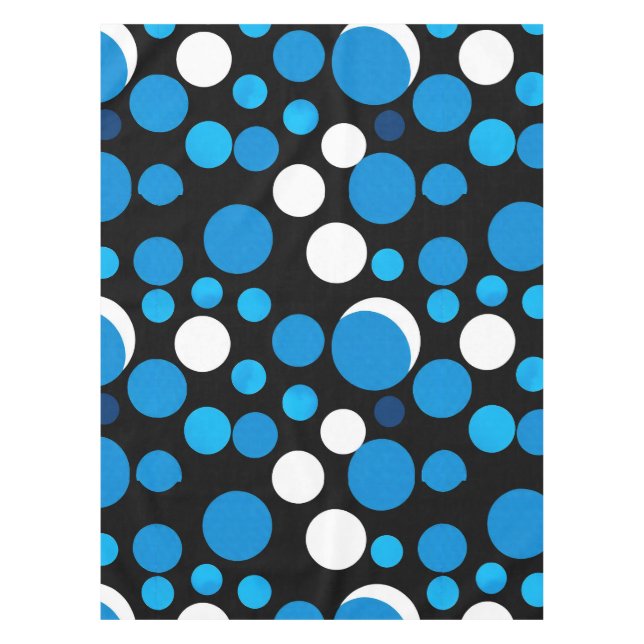 Blue and White Circles Pattern Tablecloth (Front)
