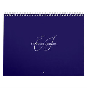 blue and white classic minimalist name customised calendar