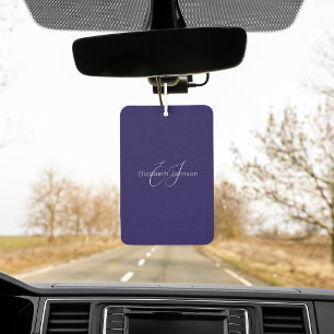 blue and white classic minimalist name customised car air freshener