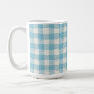 Blue and White Classic Plaid Gingham Pattern Coffee Mug