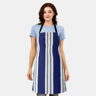 Blue and White Coastal Stripes Apron