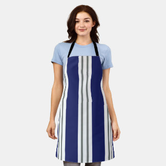 Blue and White Coastal Stripes Apron