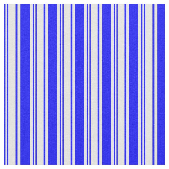 Blue and White Coloured Lined Pattern Fabric (Close Up)