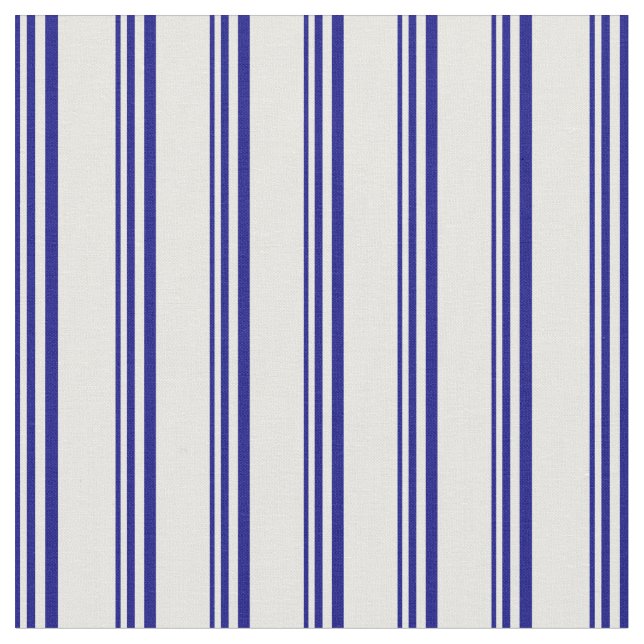 Blue and White Coloured Lines Pattern Fabric (Close Up)