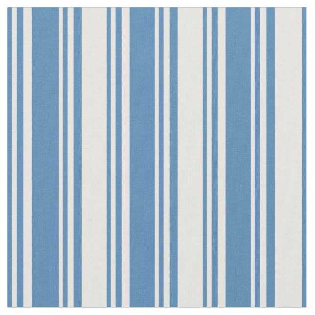 Blue and White Coloured Lines/Stripes Pattern Fabric (Close Up)