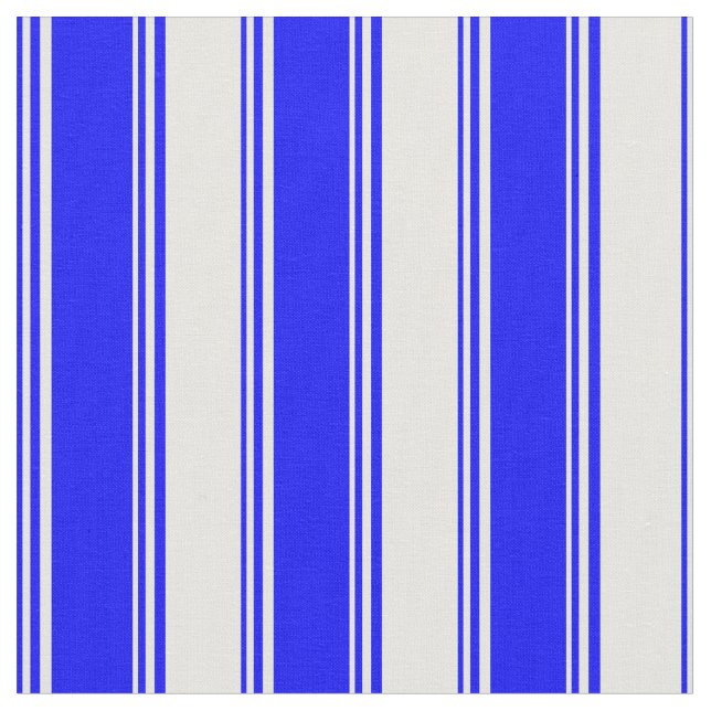 Blue and White Coloured Striped/Lined Pattern Fabric (Close Up)