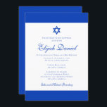 Blue and White | Colours of Israel Bar Mitzvah Invitation<br><div class="desc">Composed of elegant script and serif typography; All against a backdrop of blue and white background. 

This is designed by Select Party Supplies,  exclusive for Zazzle.

Available here:
http://www.zazzle.com/selectpartysupplies</div>