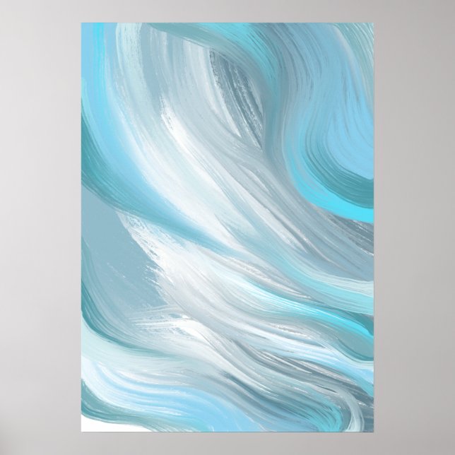 Blue and White Composition Abstract Poster (Front)