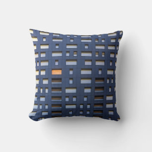 Blue and white concrete building cushion