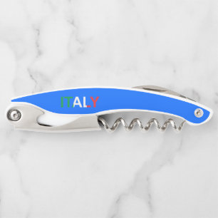 Blue and White Corkscrew Bottle Opener