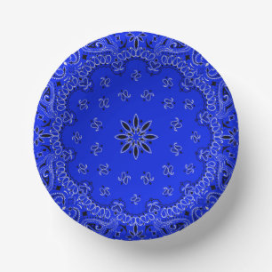 Blue and White Cowboy Bandanna Paper Plate