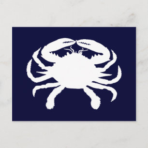Blue and White Crab Shape Postcard