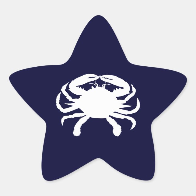 Blue and White Crab Shape Star Sticker (Front)