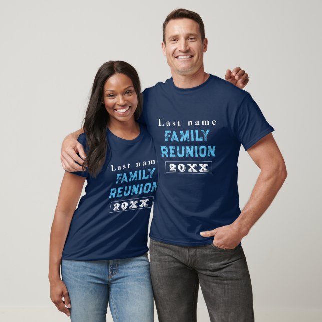  blue and white custom family reunion T-Shirt (Unisex)