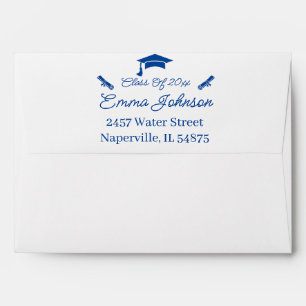 Blue And White Custom Graduation Envelope