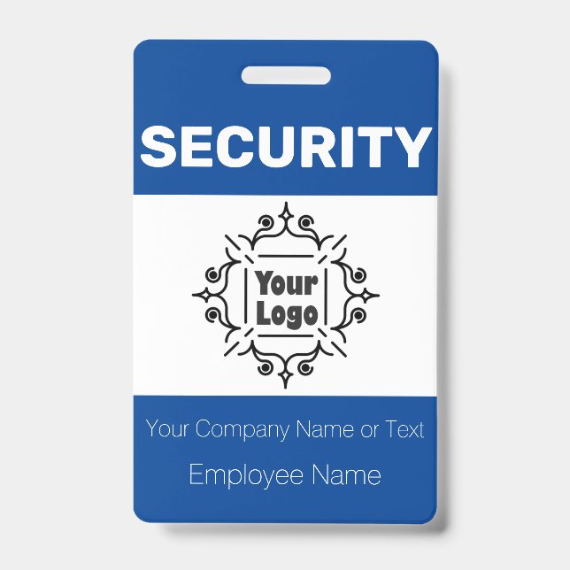 Blue and White Custom Logo Security Guard ID Badge (Front)