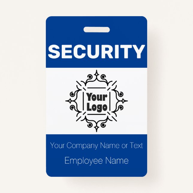 Blue and White Custom Logo Security Guard ID Badge (Front)