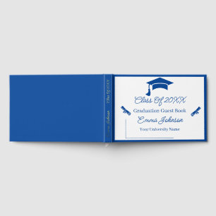Blue And White Customisable Graduation Guest Book