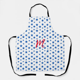 Blue And White Customisable Star Pattern Apron