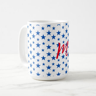 Blue And White Customisable Star Pattern Coffee Mug