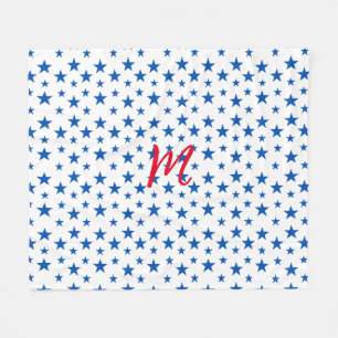 Blue And White Customisable Star Pattern Fleece Blanket
