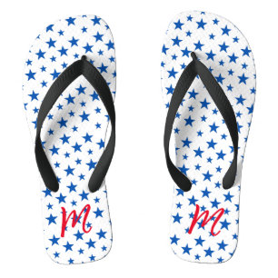 Blue And White Customisable Star Pattern Jandals
