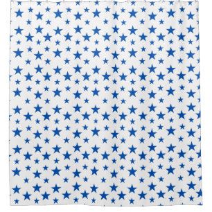 Blue And White Customisable Star Pattern Shower Curtain