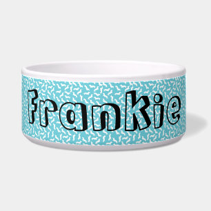 Blue and White Dachshund Dog Dish