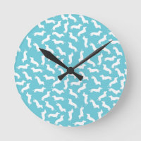 Blue and White Dachshund Wall Clock