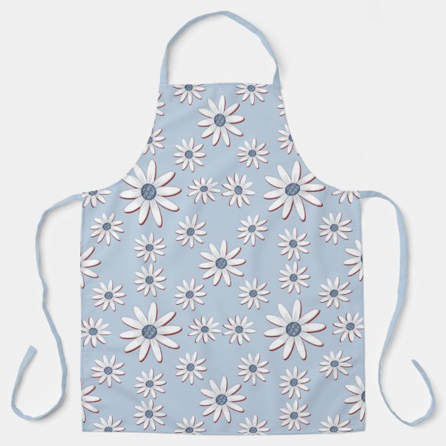 Blue and White Daisies Apron (Front)