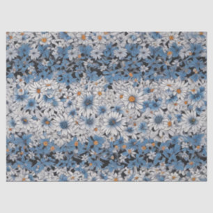 Blue and White Daisies Pattern Tissue Paper