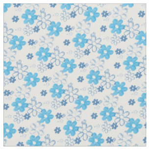 Blue and White Daisy Flowers Pretty Floral Fabric