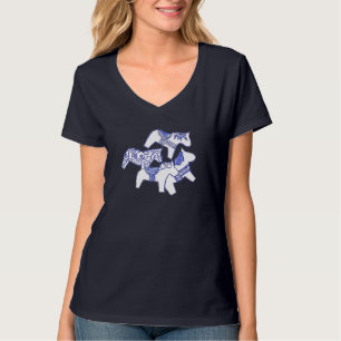 Blue and White Dala Horses shirt