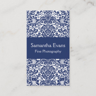 Blue and White Damask Business Card