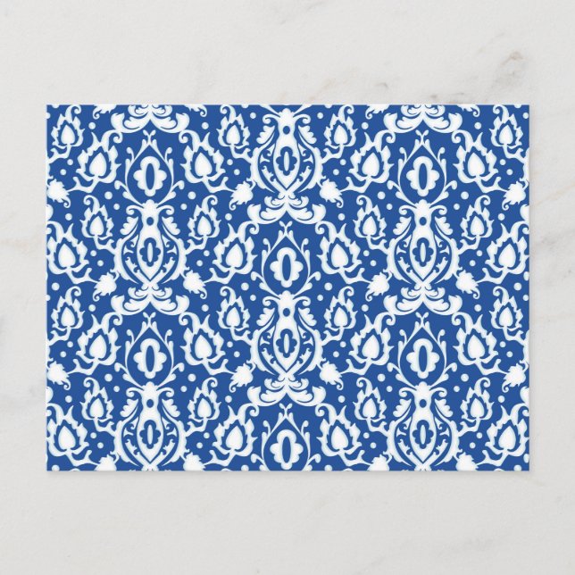Blue and White Damask Postcard (Front)