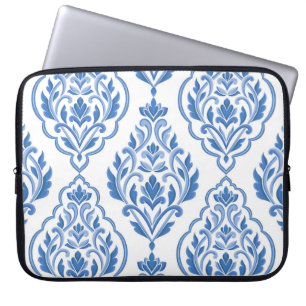 Blue and white damask vintage seamless pattern. Vi Laptop Sleeve